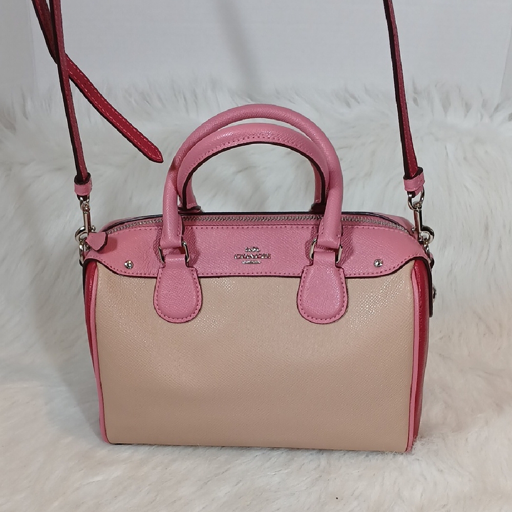 Coach Mini Bennett Satchel Pink and Cream Women's Handbag